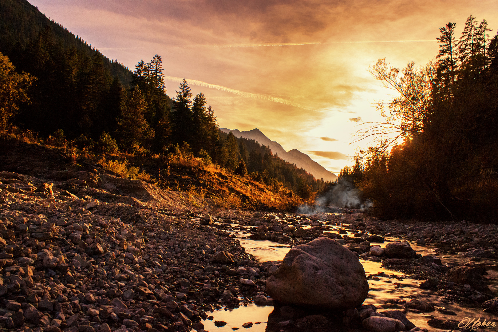 Golden River Sunset