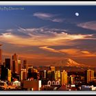 Golden Seattle Sunset - Moonrise