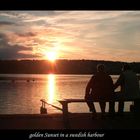 golden sunset in a swedish harbour