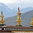 Goldene Spitzen und Schneeberge in Yunnan