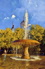 goldener Brunnen auf Frankfurter Opernhausplatz im Inspire-Stil