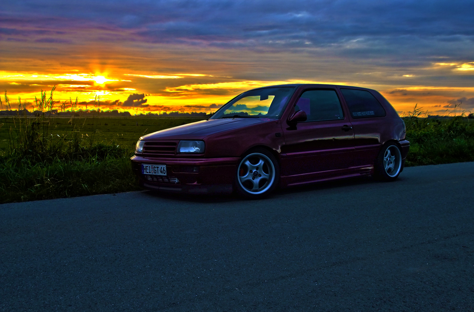 golf 3 sonnenuntergang HDR