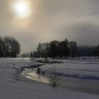 Golfplatz im Winter-Gegenlicht