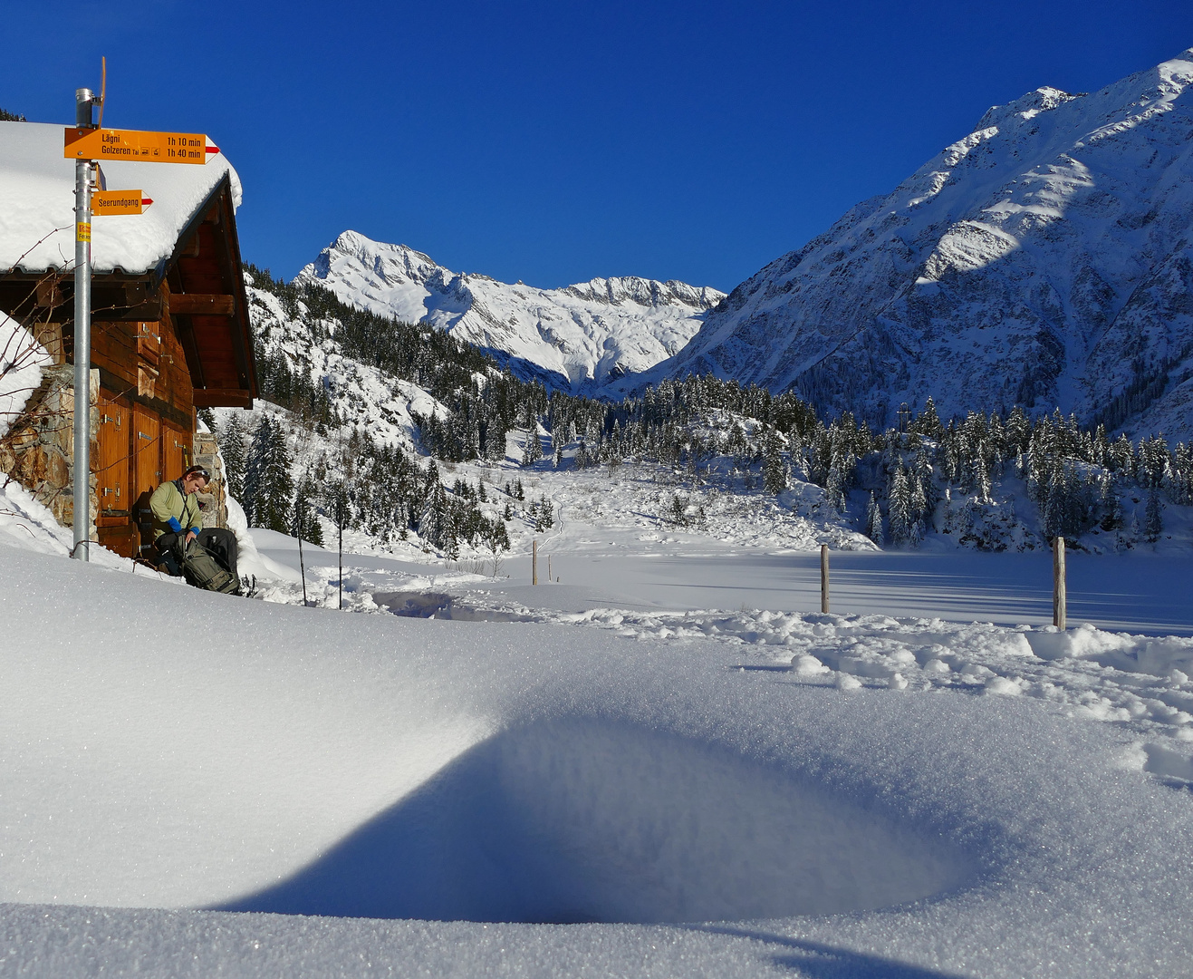 Golzern mit Düssistock im Winter 1 Jan . 2015