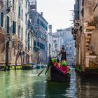 Gondoliere in Venedig mit Froschkönig als Fracht