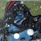 Gorilla im Schneetreiben