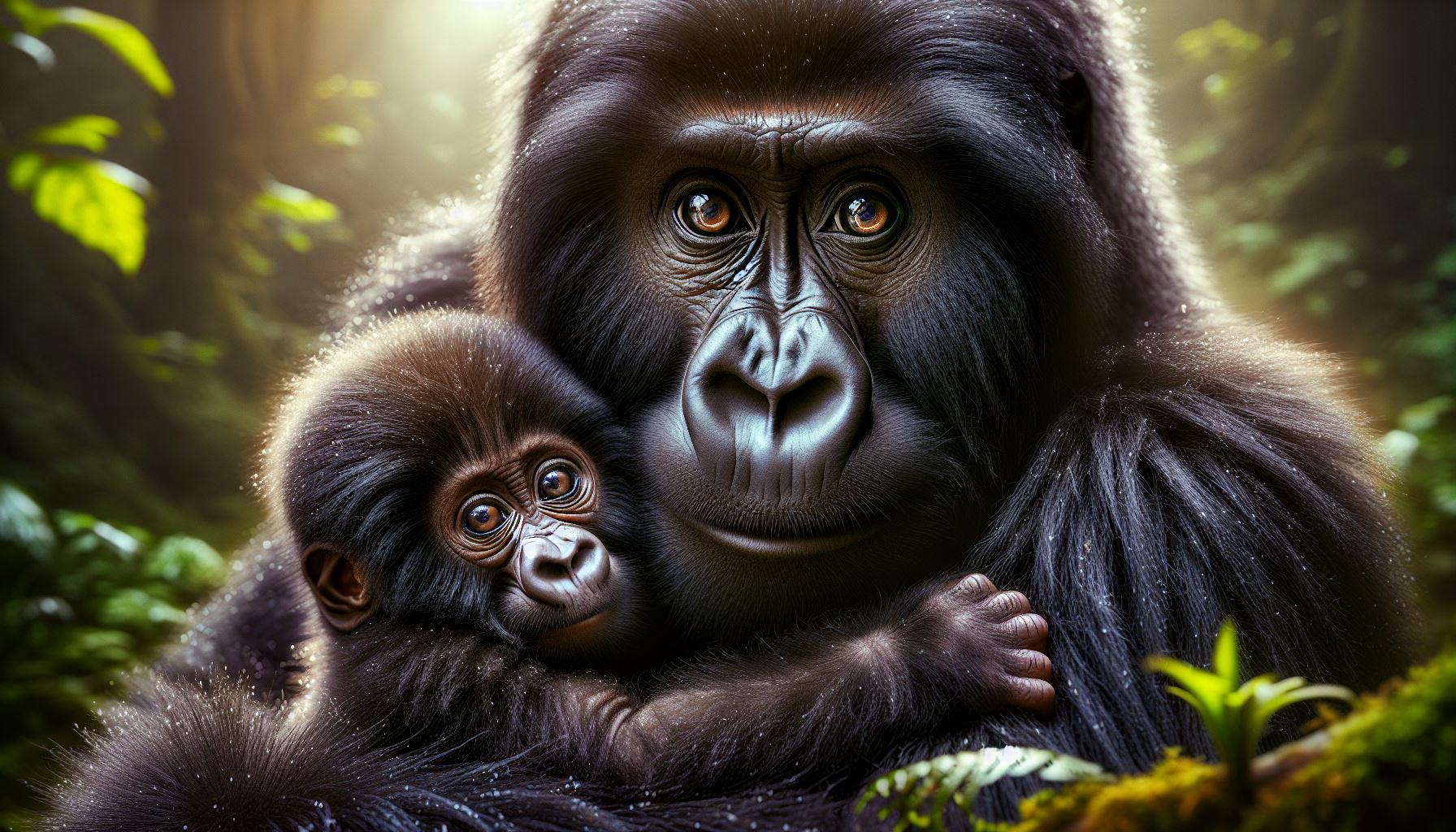 Gorilla Mutter zeigt stolz ihr Baby
