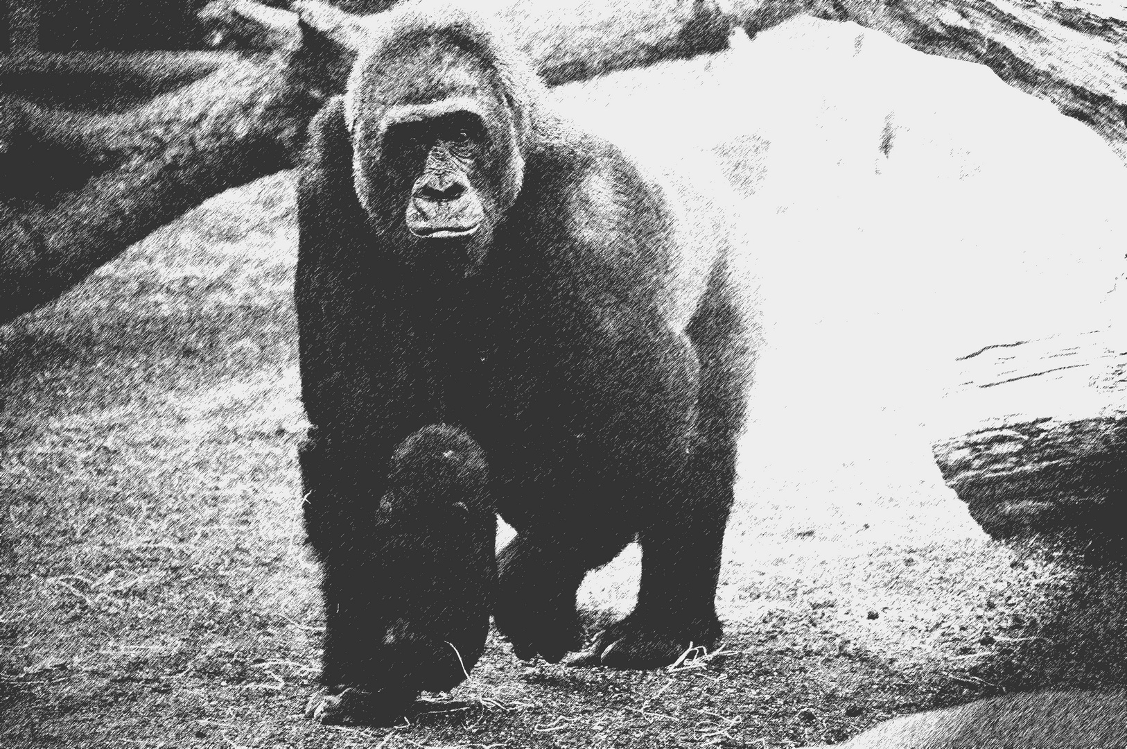Gorillababy mit Mama
