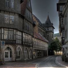 Goslar-Altstadt-Mitte " Fachwerkhäuser, und Blick auf die Realschule Hoherweg "