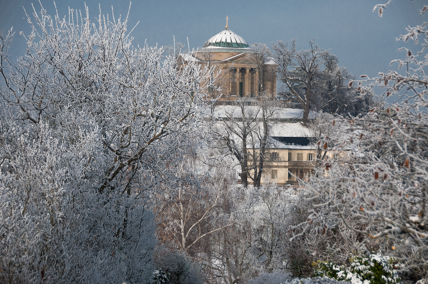 Grabkapelle auf dem Württemberg winterlich