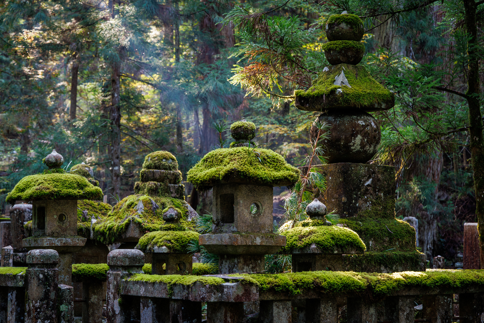 Grableuchten auf dem Friedhof Okuno-In