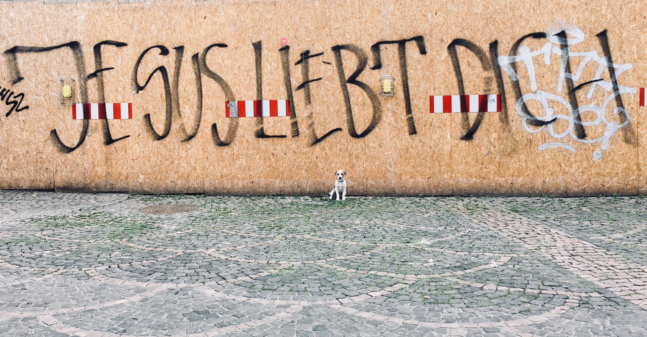 Graffiti "Jesus liebt Dich" mit Hund