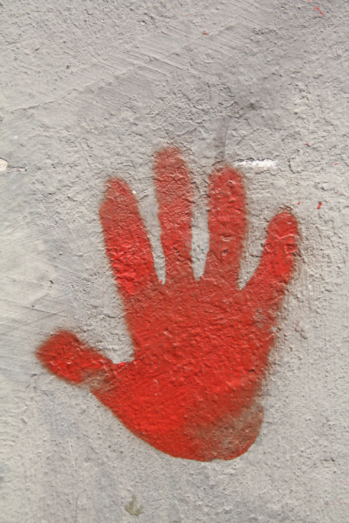Graffiti, rote Hand