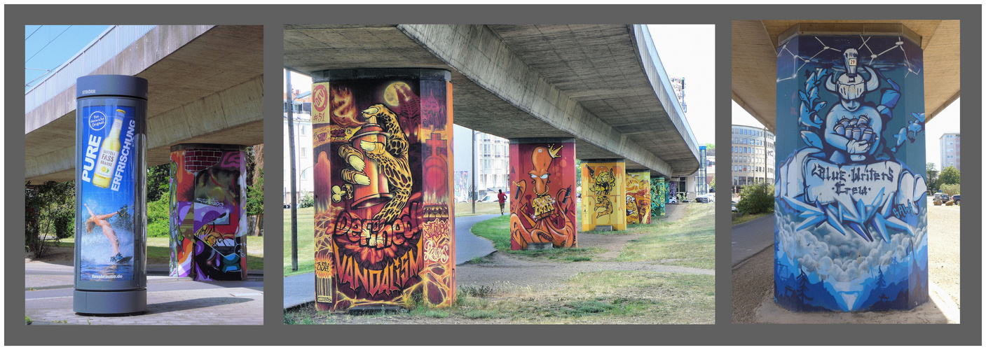 Graffitis an der Hochbahn 