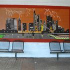 Graffito der Skyline von Frankfurt