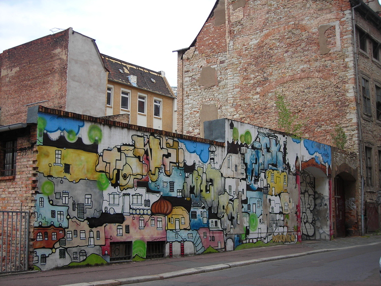 Graffittis machen graue Wände lebendig...