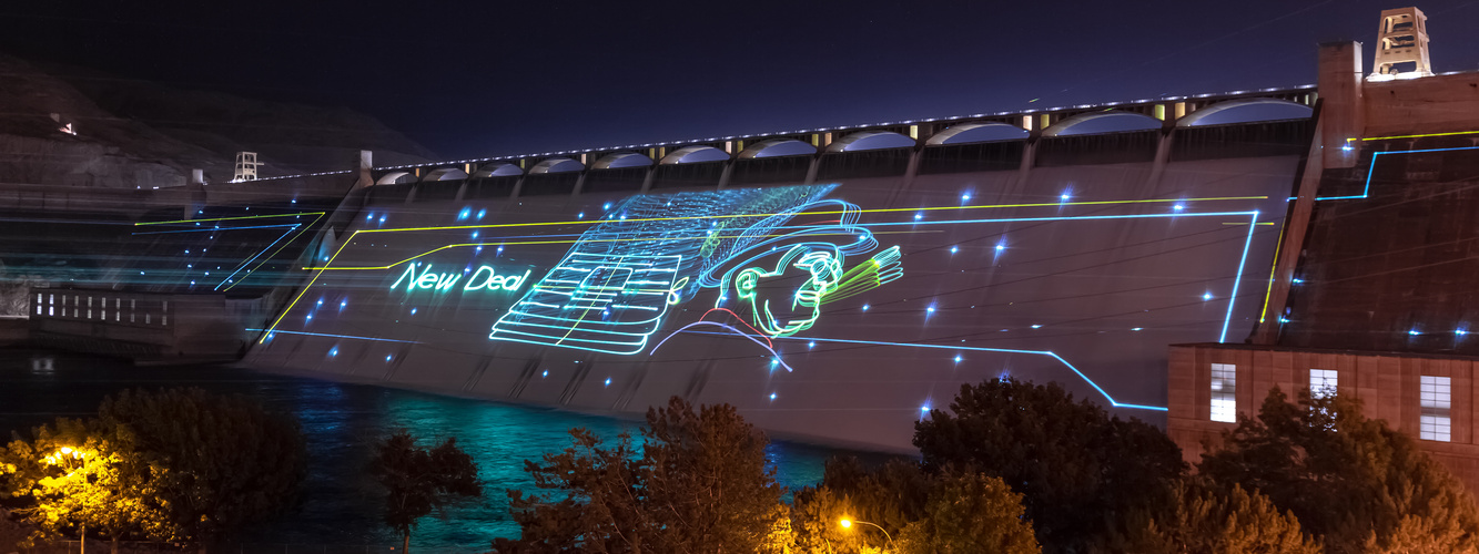 Grand Coulee Dam das Wasserkraftwerk und seine Lasershow Foto & Bild