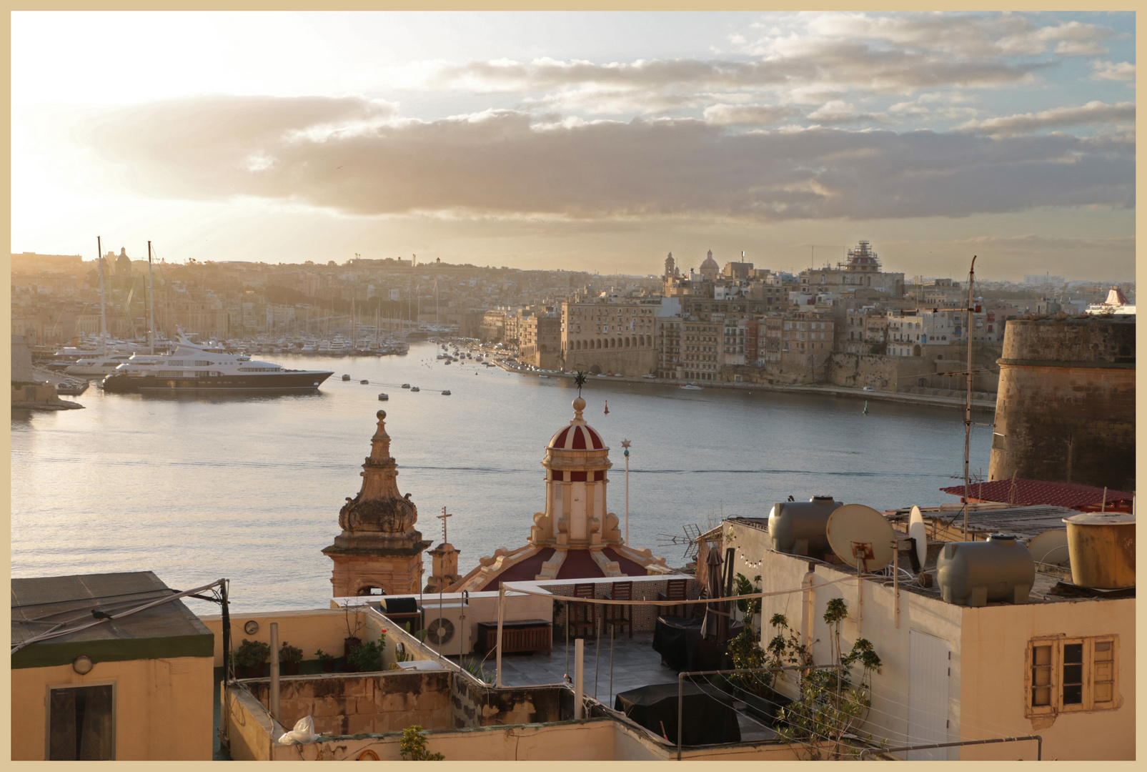 Grand harbour Valletta in the morning