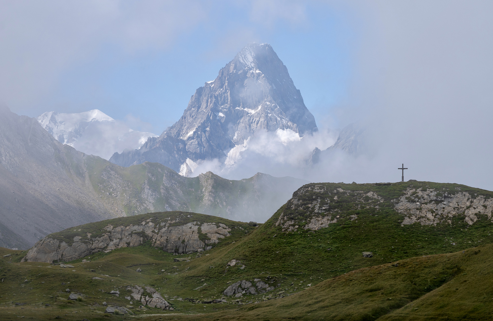 Grandes Jorasses mit Mont Blanc