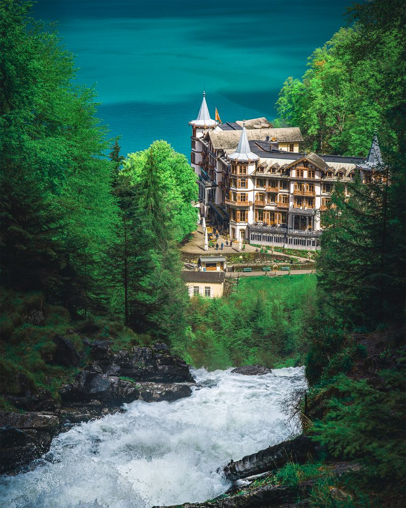 Grandhotel Giessbach Foto & Bild architektur, landschaft, bach, fluss