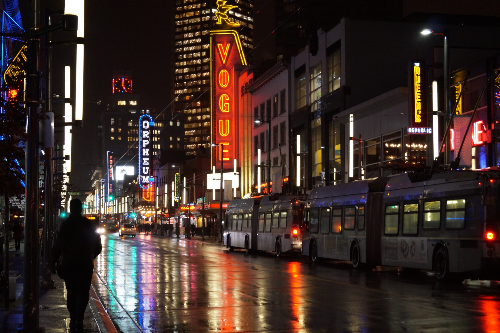 Granville Street at night