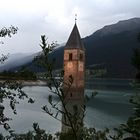 Graun am Reschenpass Kirchturm im Rechenstausee