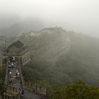 great wall of china, in summer fog