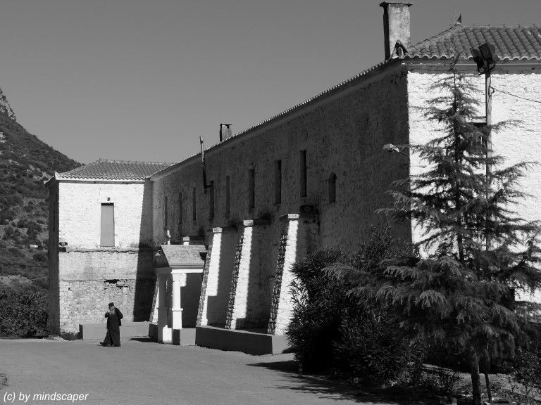 greek monastery with pope