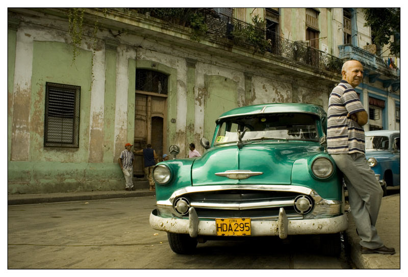 green and blue car