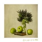Green apples and blue thistles