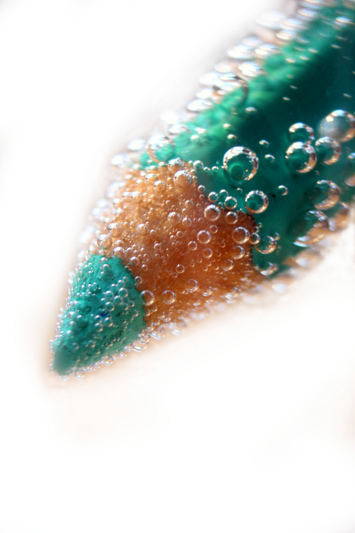 Green Pencil With Bubbles