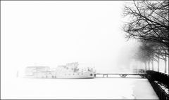 Greenwichpromenade im Nebel