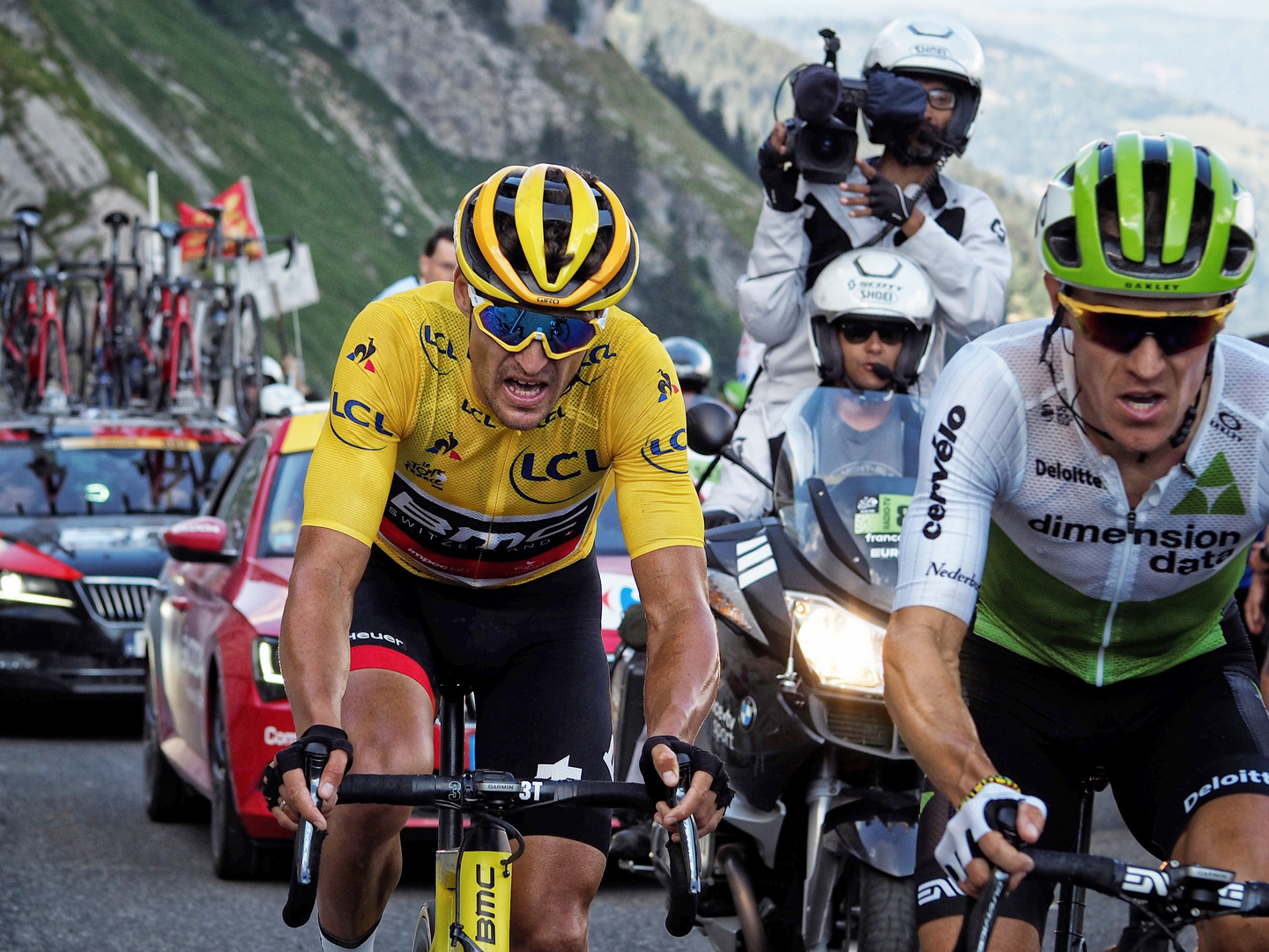 Greg Van Avermaet dans la roue de Serge Pauwels.