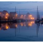 Greifswalder Hafen bei aufkommenden Nebel