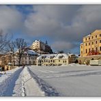 Greiz - Blick zum Oberen Schloss im Schnee