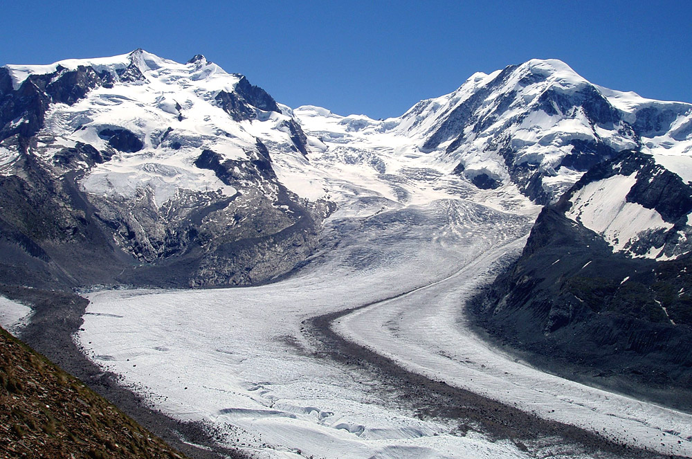 Grenzgletscher und Gornergletscher mit Monte-Rosa und Liskamm