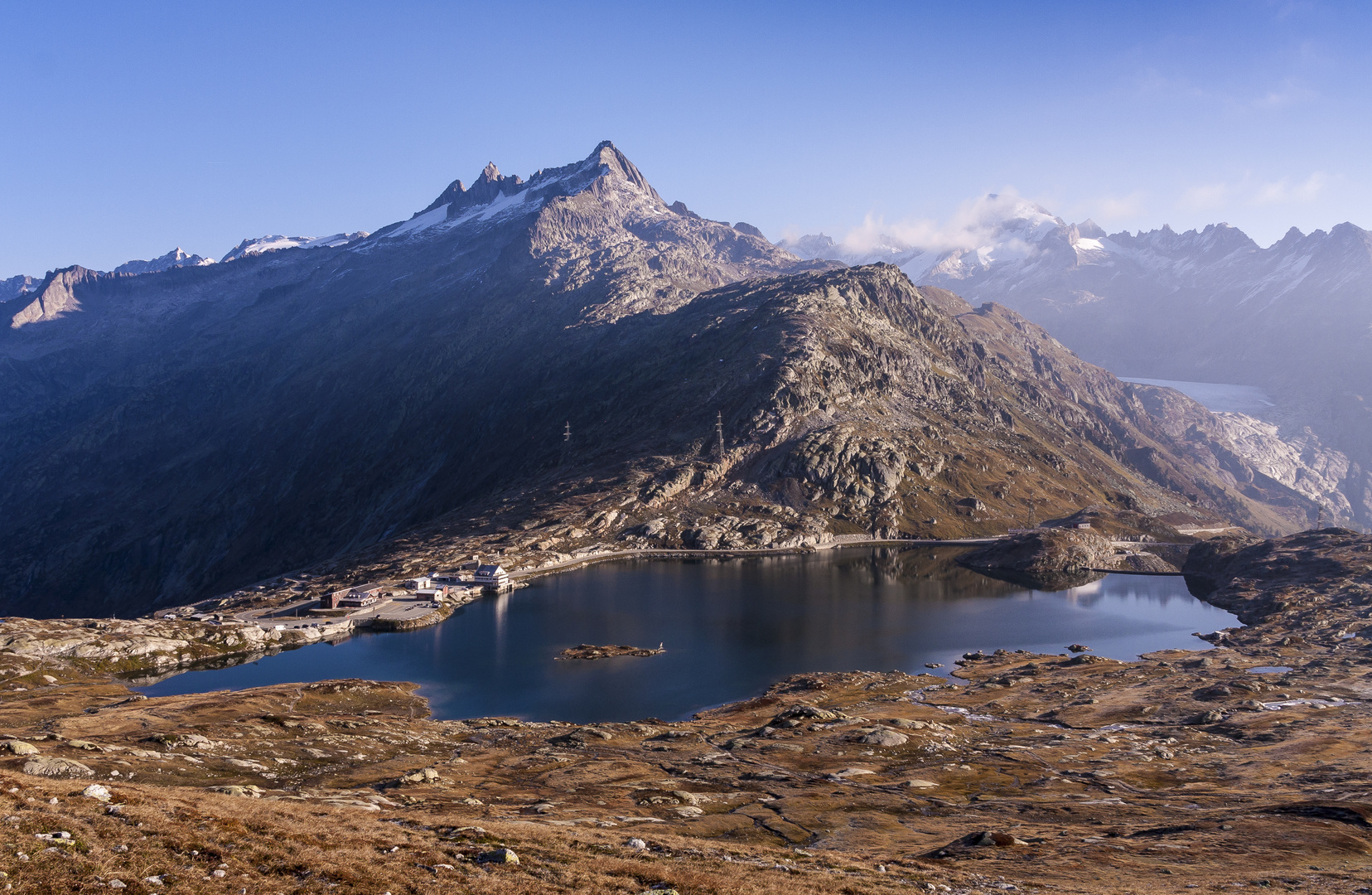 Grimselpass im Hintergrund der Rhonegletscher