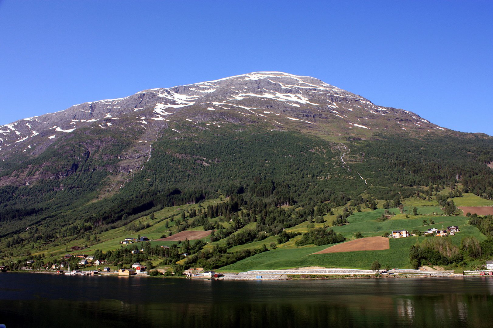 Größenvergleich Haus(unten am Wasser) vs. Berg