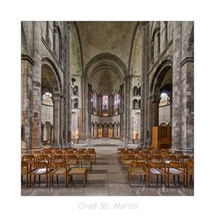 Groß St. Martin ( Köln ) " Blick durch das Mittelschiff in Richtung Altar/Ostkonche "