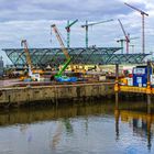 Großbaustelle an dem U-S-Bahnhof Elbbrücken .