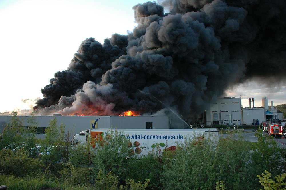 Großbrand einer Fleischfabrik