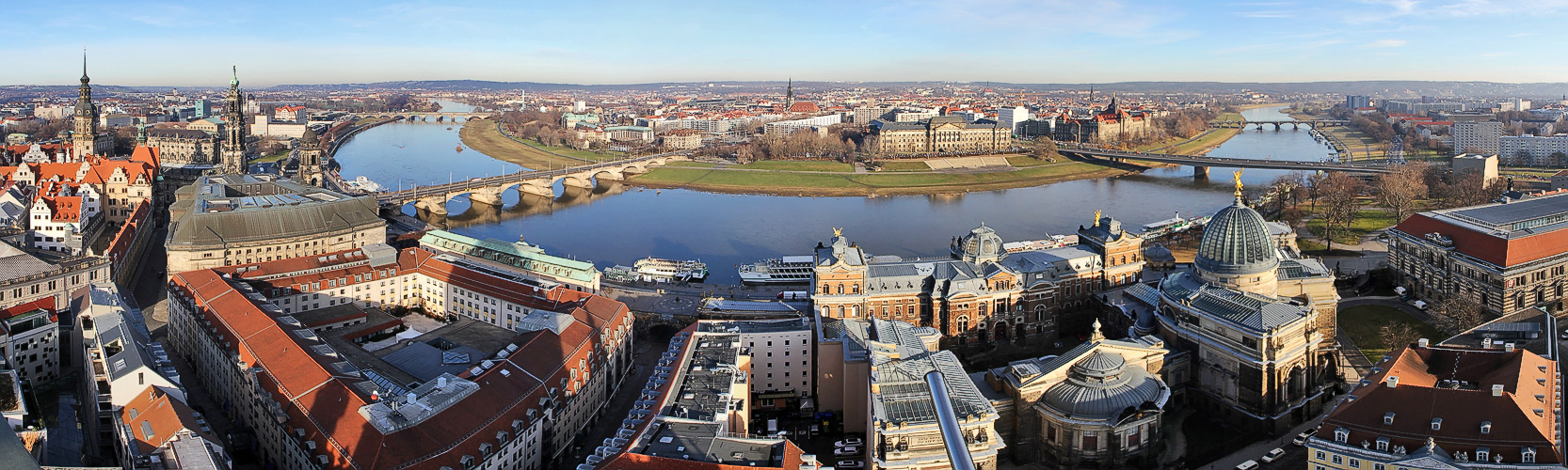 Große Elbekurve Dresden in spärischer Projektion