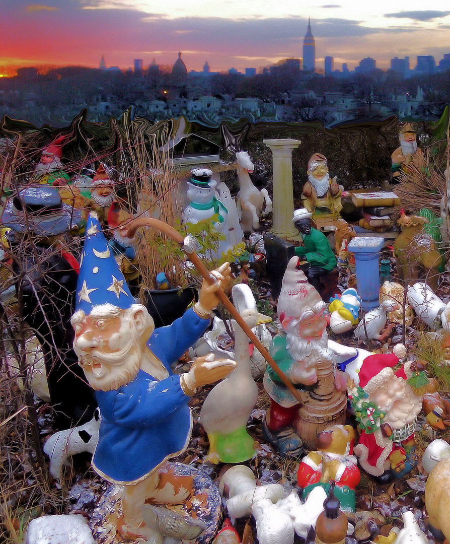 grosse gartenzwerg-weihnachts-party in new york city