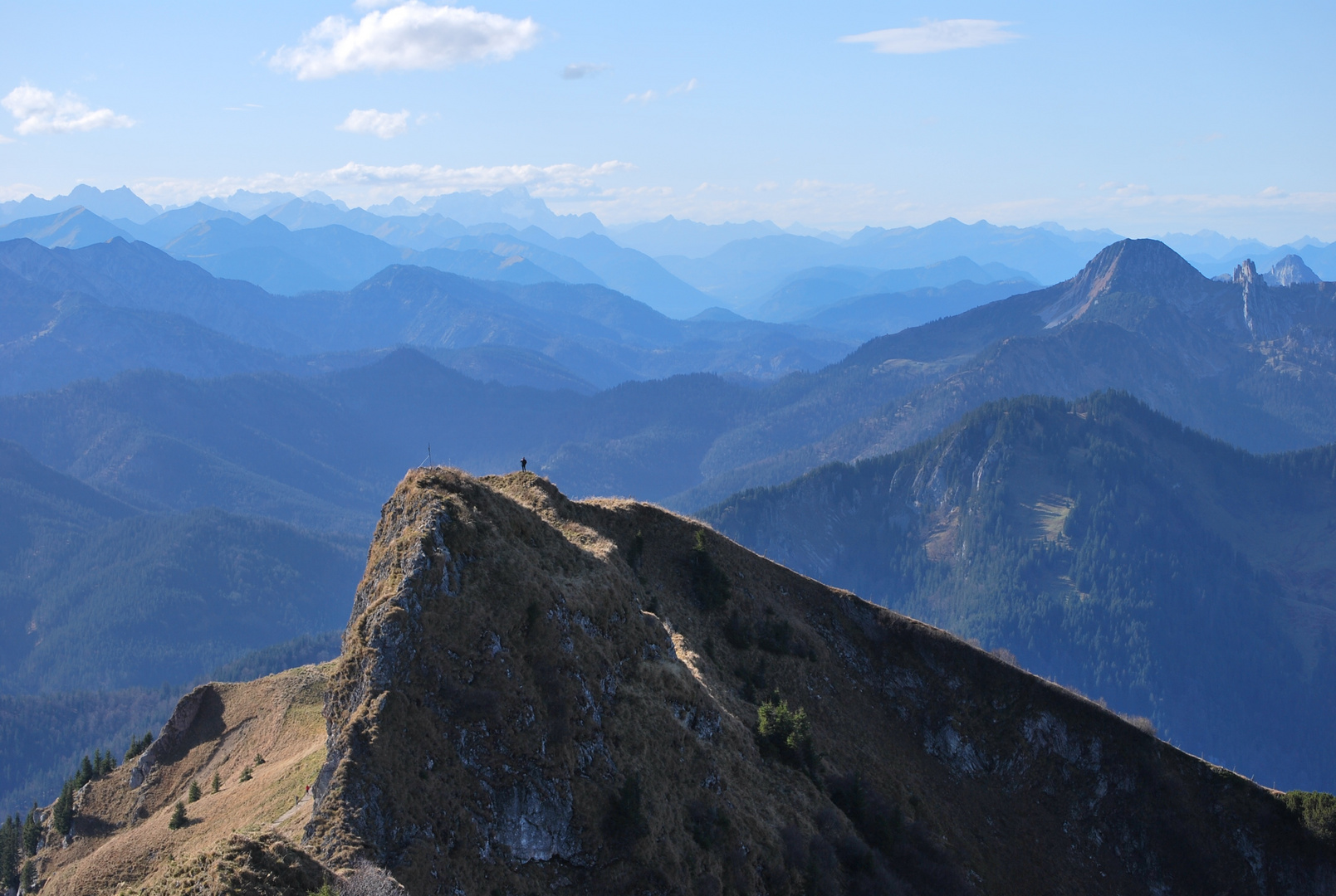 Große Sicht im Spätherbst - Gipfelblick von der Rotwand Bayerische Alpen