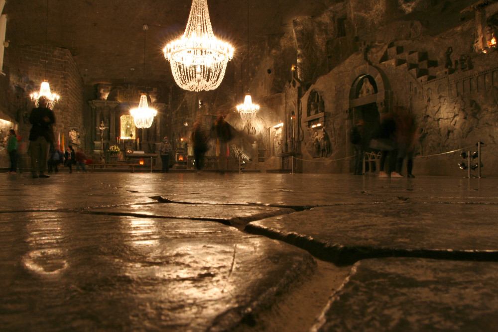 Großer Saal der Wieliczka Salt Mine bei Krakau (Polen)