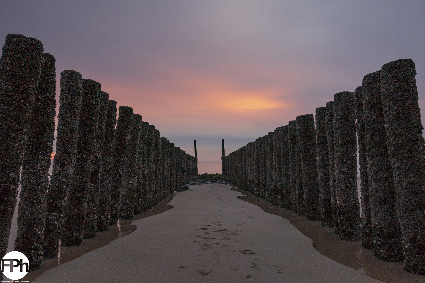 Groynes at sunset