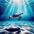Grüne Meeresschildkröte gleitet unter Wasser (Hintergrundbild)