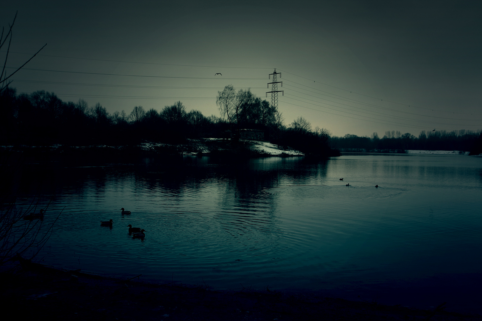 Grüner See bei Nacht