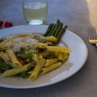 Grüner Spargel mit Penne Rigata und Sardellen