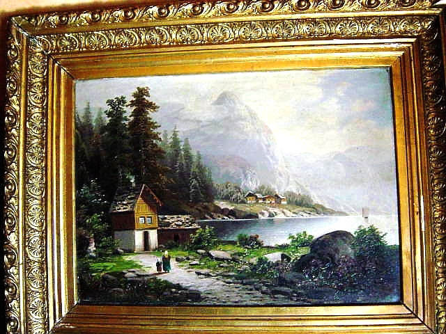 Grundlsee mit Backenstein in Wolken gehüllt von 1815 signiert F.G: Waldmüller